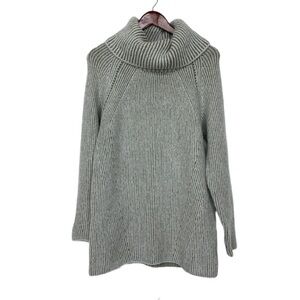Grey Combo Oversized Cowl Neck Fuzzy Soft Ribbed Tunic Sweater New Nwt Size XS